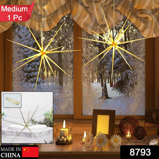 3D Gold Star Hanging Decoration Star, Acrylic Look Hanging Luminous Star for Windows, Home, Garden Festive Embellishments for Holiday Parties Weddings Birthday Home Decoration (Medium)