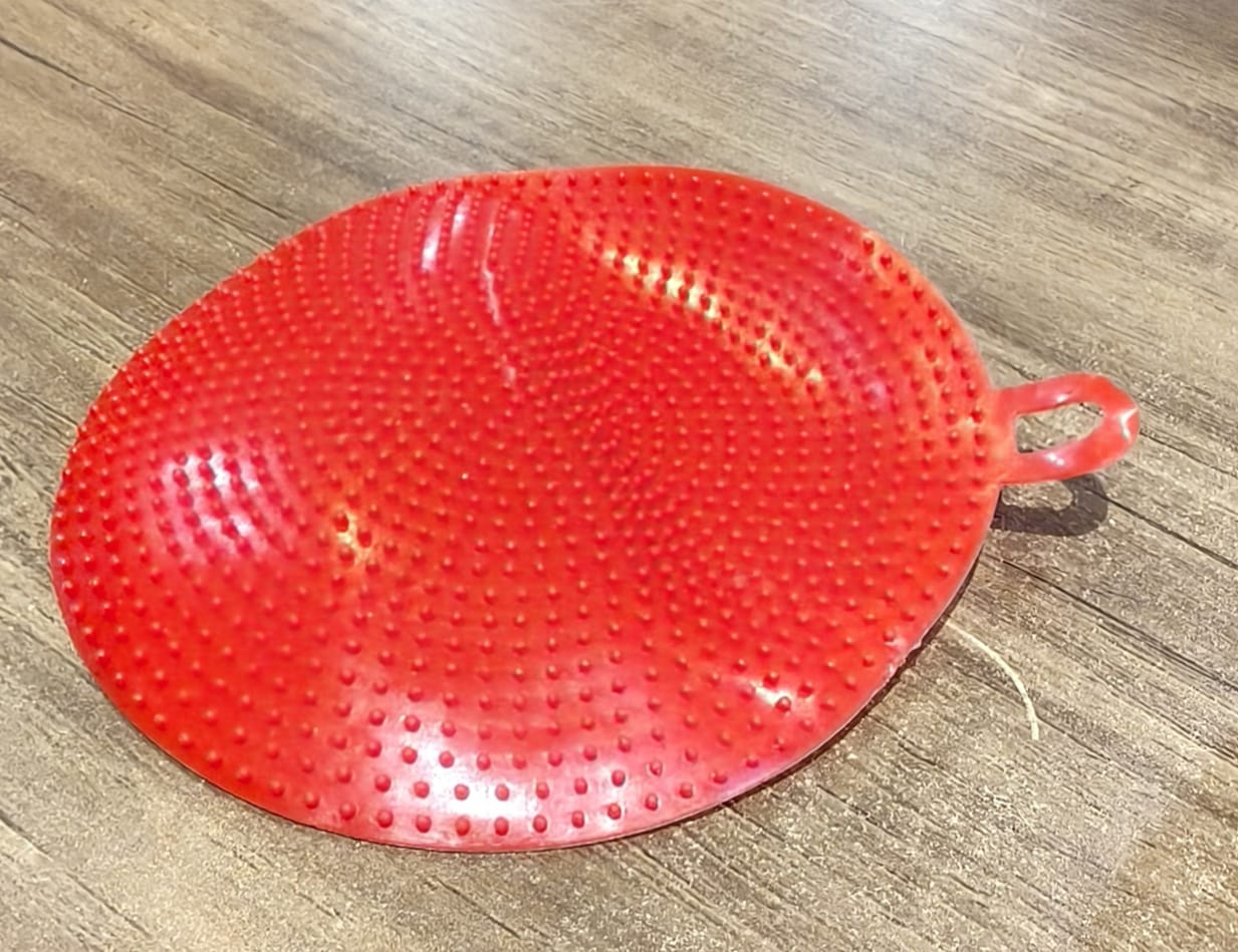 Red Silicone Dish Scrubber Sponge Mildew Free, Non Stick, Heat Resistant