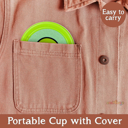 Portable Travelling Cup/Tumbler With Lid Folding / Pocket Glass for Travelling, Water Cup for Kids Walker, Folding Camping Cup with Lids Expandable Drinking Cup Folding Cup for Kids, Travel - (Pack of 1)