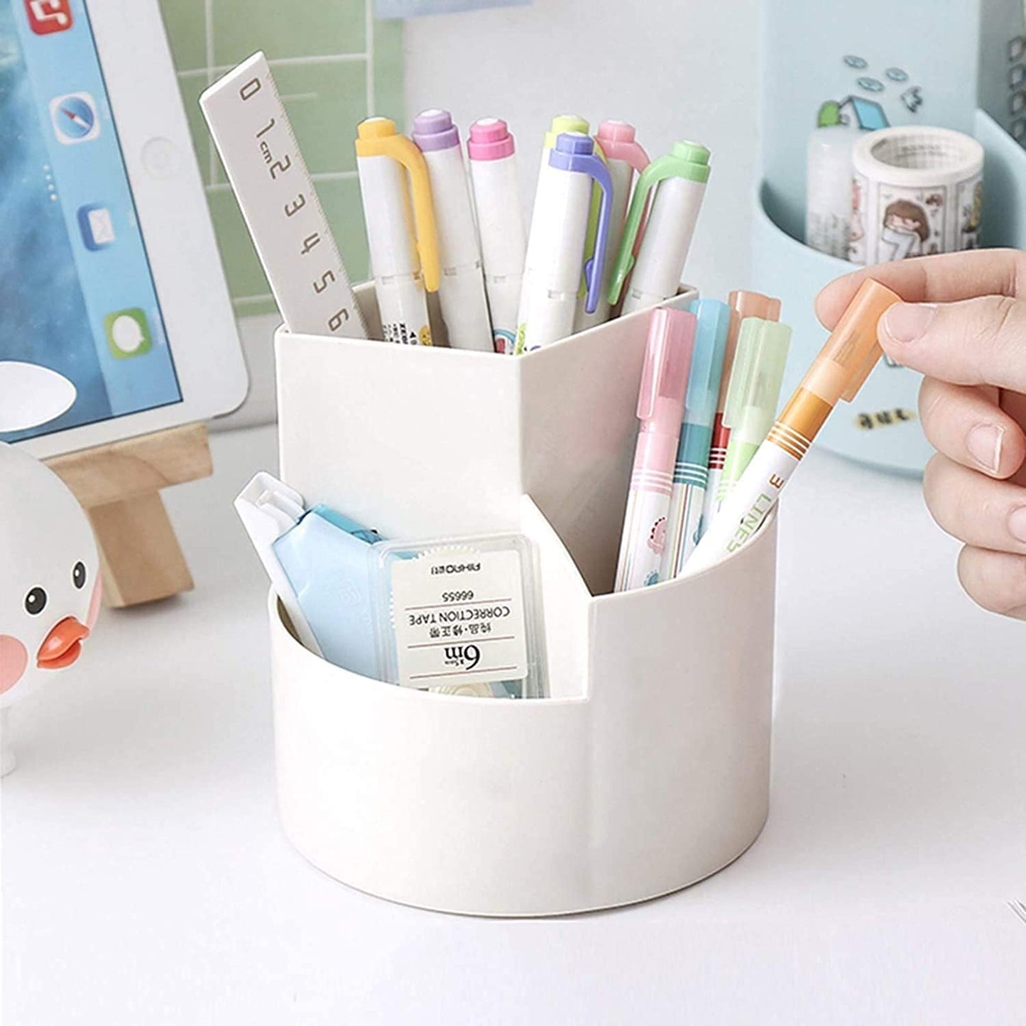 Plastic Rotatable Pen Holder, Pencil Marker Holder (1 Pc)