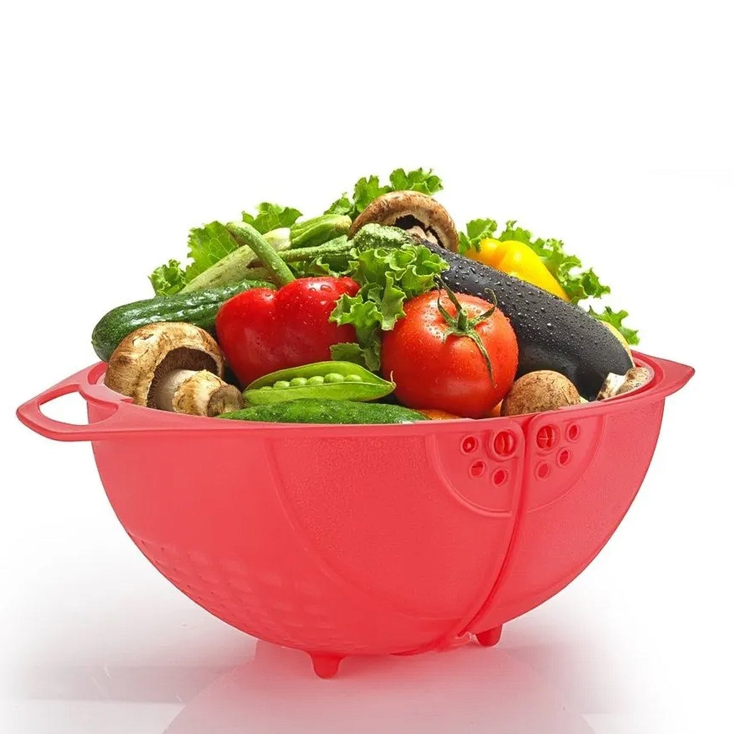Plastic Revolving Multi Functional Rice, Vegetable Fruit Wash Basket Bowl