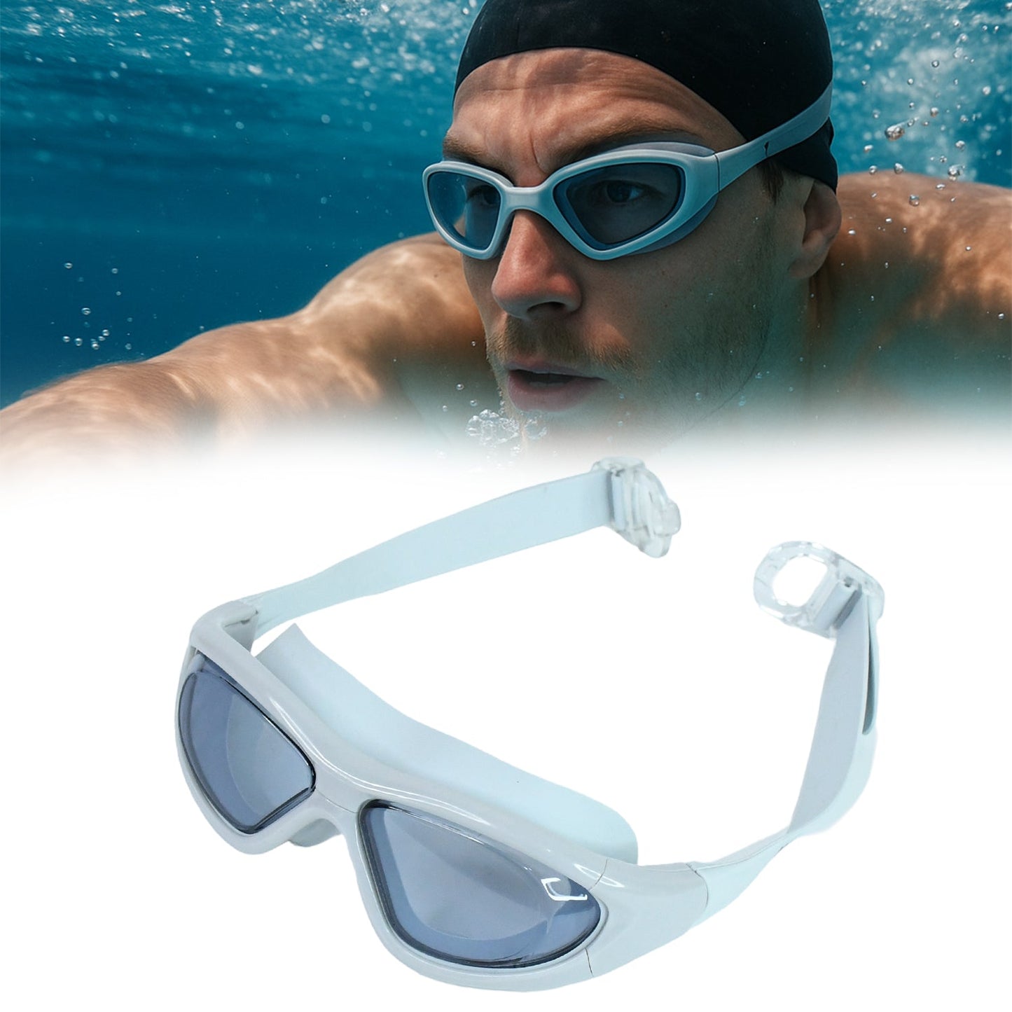 Premium Wide Vision Swimming Goggles With protective hard case (1 Pc)