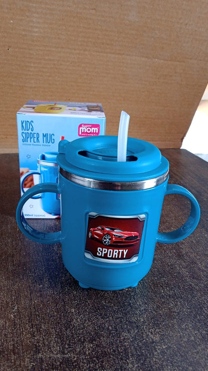 Kids Sporty Sipper Mug with Straw and Dual Handles Approx 300ml (1 Pc)